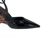Slingback Carrano Feminino Salto Anabela Preto Animal Print Couro
