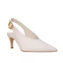 Slingback Carrano Feminino Salto Fino Branco Couro