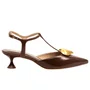Slingback Cecconello feminino Salto Baixo Marrom Couro