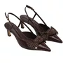 Slingback Jorge Bischoff Feminina Ráfia Marrom Couro Crocco