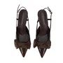 Slingback Jorge Bischoff Feminina Ráfia Marrom Couro Crocco