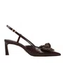 Slingback Jorge Bischoff Feminina Ráfia Marrom Couro Crocco