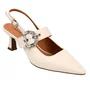 Slingback Jorge Bischoff Feminino Bico Fino Off White Couro