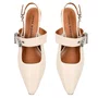 Slingback Jorge Bischoff Feminino Bico Fino Off White Couro