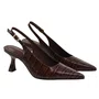 Slingback Jorge Bischoff Feminino Café Marrom Couro Croco
