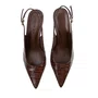 Slingback Jorge Bischoff Feminino Café Marrom Couro Croco