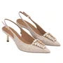 Slingback Jorge Bischoff feminino Pedrarias Off White Couro