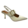 Slingback Jorge Bischoff Feminino Salto Fino Branco Couro