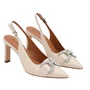 Slingback Jorge Bischoff Feminino Salto Fino Off White Couro