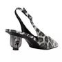Slingback Jorge Bischoff Feminino Salto Jb Hee Onça Preto Branco Couro