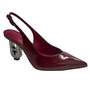 Slingback Jorge Bischoff Feminino Vinho Salto Exclusivo JB Couro Verniz