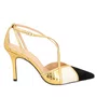 Slingback Luiza Barcelos Feminino Multicor Dourado Couro