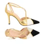 Slingback Luiza Barcelos Feminino Multicor Dourado Couro