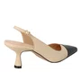 Slingback Luiza Barcelos Feminino Salto Médio Nata Preto Couro