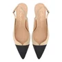 Slingback Luiza Barcelos Feminino Salto Médio Nata Preto Couro