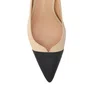 Slingback Luiza Barcelos Feminino Salto Médio Nata Preto Couro
