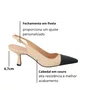 Slingback Luiza Barcelos Feminino Salto Médio Nata Preto Couro