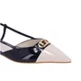 Slingback Luz da Lua Feminino Panna Netuno Couro Verniz