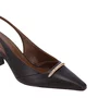 Slingback Luz da Lua Feminino Salto Bloco Cacau Couro