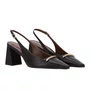 Slingback Luz da Lua Feminino Salto Bloco Cacau Couro