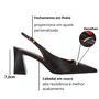 Slingback Luz da Lua Feminino Salto Bloco Cacau Couro