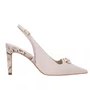 Slingback Luz da Lua Feminino Salto Fino Snake Panna Couro