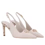 Slingback Luz da Lua Feminino Salto Fino Snake Panna Couro