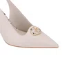 Slingback Luz da Lua Feminino Salto Fino Snake Panna Couro