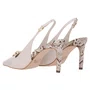 Slingback Luz da Lua Feminino Salto Fino Snake Panna Couro