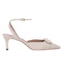Slingback Luz da Lua Feminino Salto Médio Panna Couro