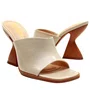 Tamanco Cecconello Feminino Off White Salto Allto Couro