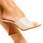 Tamanco Cecconello Feminino Off White Salto Allto Couro