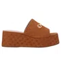 Tamanco Luz da Lua Feminino Salto Anabela Bison Caramelo Couro