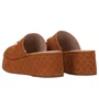 Tamanco Luz da Lua Feminino Salto Anabela Bison Caramelo Couro