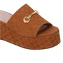 Tamanco Luz da Lua Feminino Salto Anabela Bison Caramelo Couro