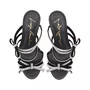 Tamanco Luiza Barcelos Feminino Preto Salto Alto Laços Strass