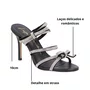 Tamanco Luiza Barcelos Feminino Preto Salto Alto Laços Strass